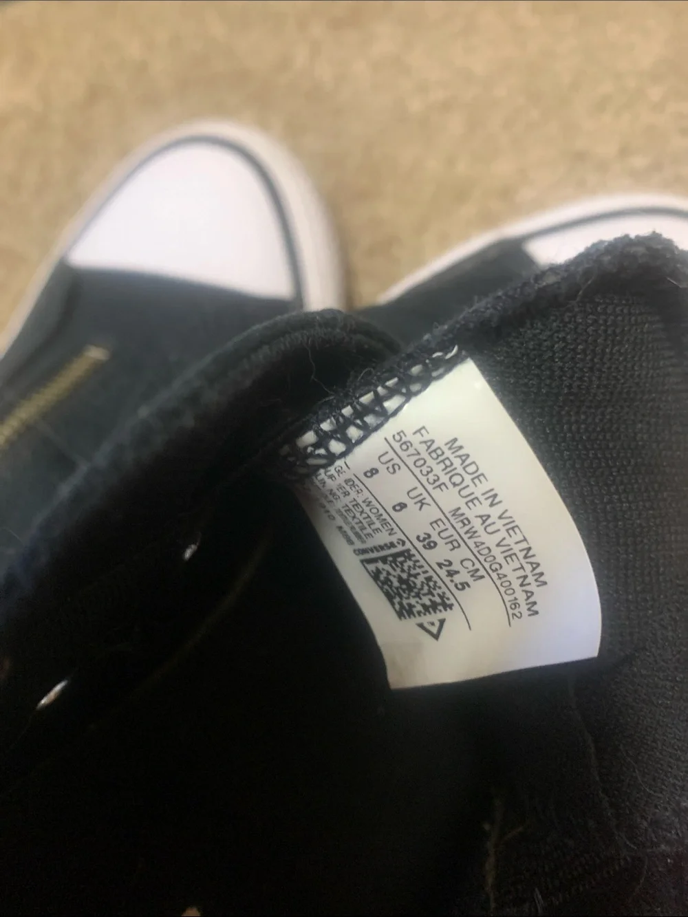 Converse Black Low-Top Zip Canvas Sneakers with White Toe Cap